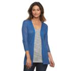 Women's Croft & Barrow&reg; Pointelle Open-front Cardigan, Size: Large, Brt Blue