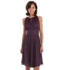 Jessica Howard Beaded Fit & Flare Halter Dress - Women's, Size: 10, Purple Oth