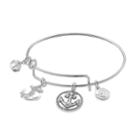 Love This Life Crystal Anchor Charm Bangle Bracelet, Women's, Silver