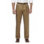 Men's Haggar Premium No Iron Khaki Stretch Classic-fit Pleated Pants, Size: 36x32, Beig/green (beig/khaki)