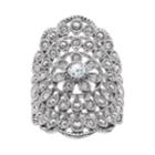 Brilliance Flower Scalloped Ring With Swarovski Crystals, Women's, Size: 9, White