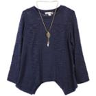 Girls 7-16 Speechless Handkerchief Hem Knit Sweater With Necklace, Size: Small, Blue (navy)
