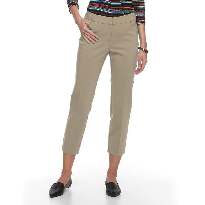 Women's Dana Buchman Ankle Pants, Size: 6, Med Beige