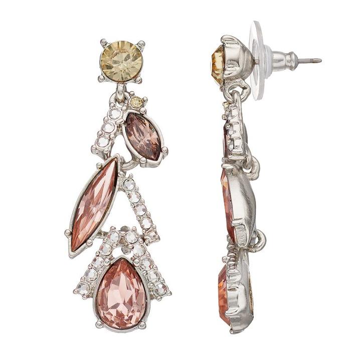 Simply Vera Vera Wang Pink Geometric Nickel Free Linear Drop Earrings, Women's, Multicolor