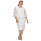 Plus Size Maya Brooke Embellished Sheath Dress & Lace Jacket Set, Women's, Size: 24 W, White