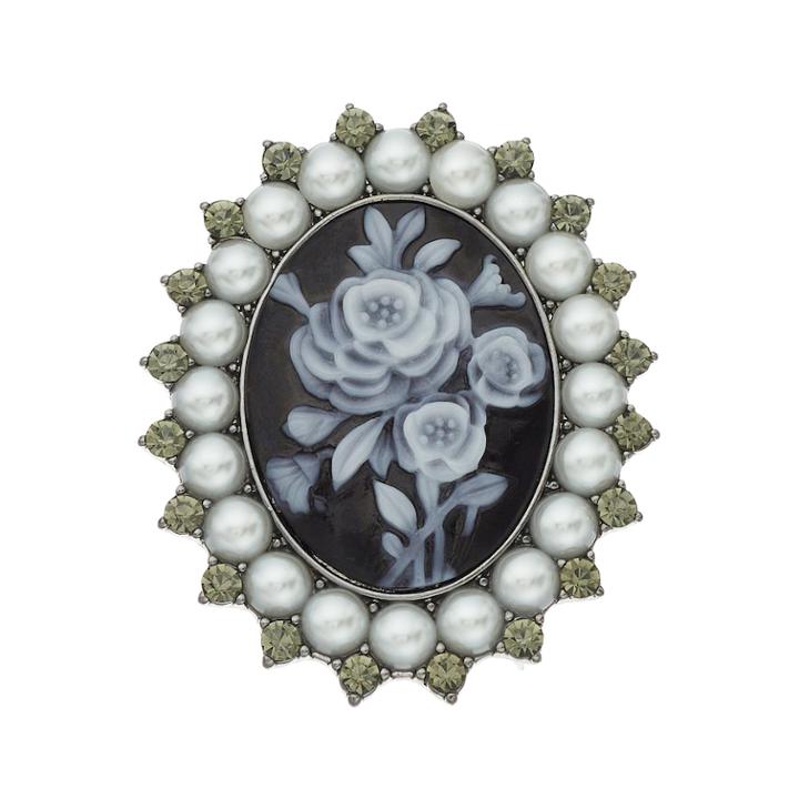 Simply Vera Vera Wang Simulated Pearl Cameo Flower Pin, Women's, Multicolor