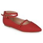 Journee Collection Nilly Women's Ankle Strap Flats, Girl's, Size: 6.5, Red
