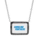 Carolina Panthers Bar Link Necklace - Made With Swarovski Crystals, Women's, Size: 18, Black