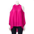 Women's Jennifer Lopez Cold Shoulder High-low Top, Size: Xl, Brt Pink