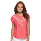 Petite Apt. 9&reg; Embellished Bar Back Tee, Women's, Size: L Petite, Med Pink