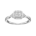 Sterling Silver 1/4 Carat T.w. Diamond Square Cluster Engagement Ring, Women's, Size: 9, White