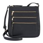 Apt. 9&reg; Robin Triple Zipper Crossbody Bag, Women's, Black