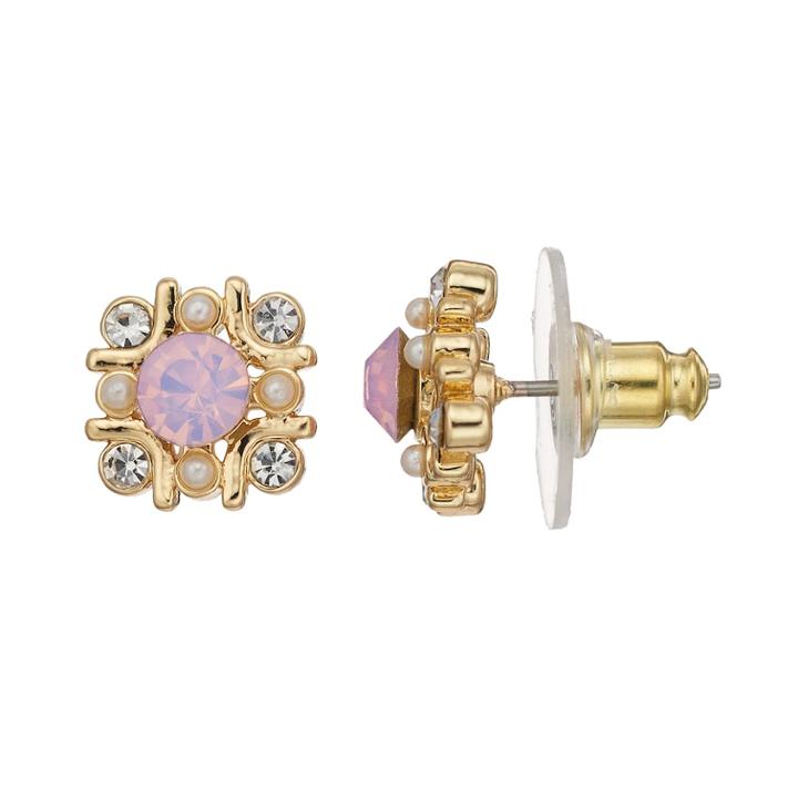 Lc Lauren Conrad Pink Nickel Free Square Stud Earrings, Women's