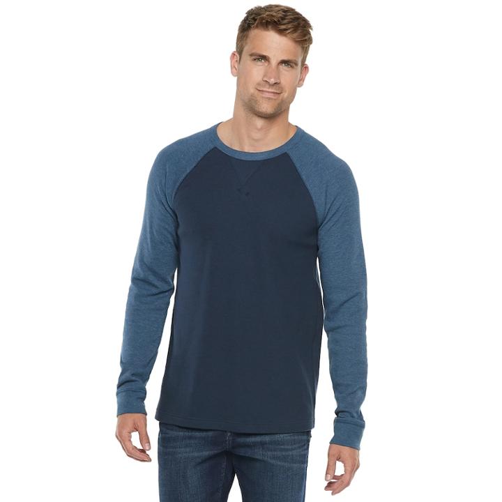 Men's Sonoma Goods For Life&trade; Slim-fit Supersoft Thermal Raglan Tee, Size: Large, Dark Blue