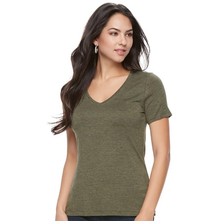 Women's Apt. 9&reg; Essential V-neck Tee, Size: Xl, Med Green