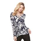 Women's Rock & Republic&reg; Strappy Splitneck Tee, Size: Small, Dark Blue