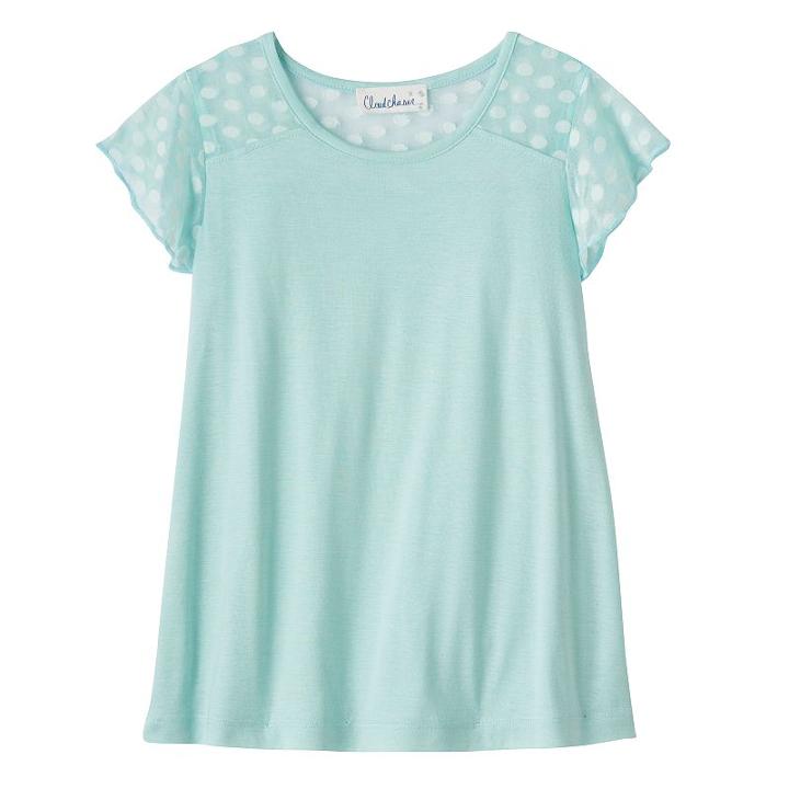 Girls 7-16 Cloud Chaser Patterned Flutter Sleeve Tee, Girl's, Size: Large, Turquoise/blue (turq/aqua)