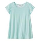 Girls 7-16 Cloud Chaser Patterned Flutter Sleeve Tee, Girl's, Size: Large, Turquoise/blue (turq/aqua)