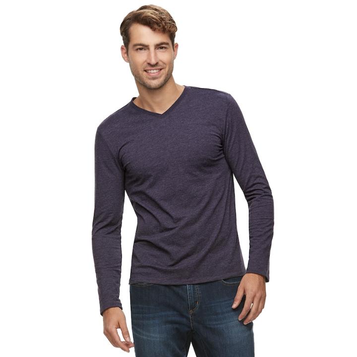 Men's Apt. 9&reg; Premier Flex Solid V-neck Tee, Size: Xl, Drk Purple