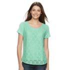 Women's Croft & Barrow&reg; Lace Tee, Size: Xl, Green