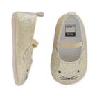Baby Girl Carter's Glitter Cat Mary Jane Crib Shoes, Size: 6-9 Months, Gold