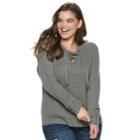 Juniors' Plus Size It's Our Time Lace-up Sweater, Teens, Size: 3xl, Dark Grey