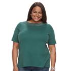 Plus Size Croft & Barrow&reg; Crochet Boatneck Tee, Women's, Size: 1xl, Green