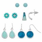 Aqua Flower & Marbled Earring Set, Women's, Turq/aqua