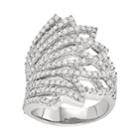 Sterling Silver 1 1/2 Carat T.w. Diamond Fan Ring, Women's, Size: 8, White