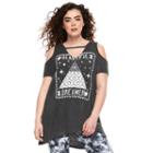 Madden Nyc Juniors' Plus Size Cold Shoulder Swing Tee, Girl's, Size: 1xl, Oxford
