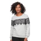 Women's Apt. 9&reg; Lace Crewneck Sweatshirt, Size: Large, Med Grey