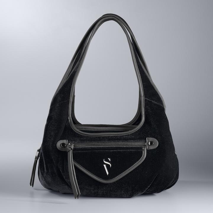 Simply Vera Vera Wang Sidekick Velvet Shoulder Bag, Women's, Black