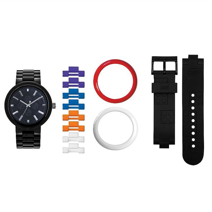 Lego Unisex 4 Stud Brick Interchangeable Watch Set - Lego-9007705, Black