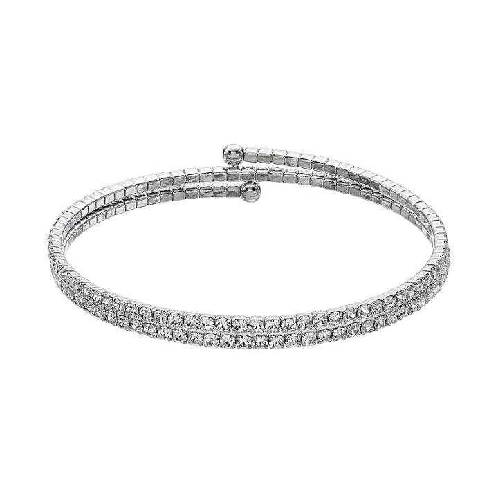 Duchess Of Dazzle Crystal Silver Tone Coil Bracelet, Women's, White