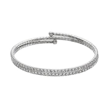 Duchess Of Dazzle Crystal Silver Tone Coil Bracelet, Women's, White