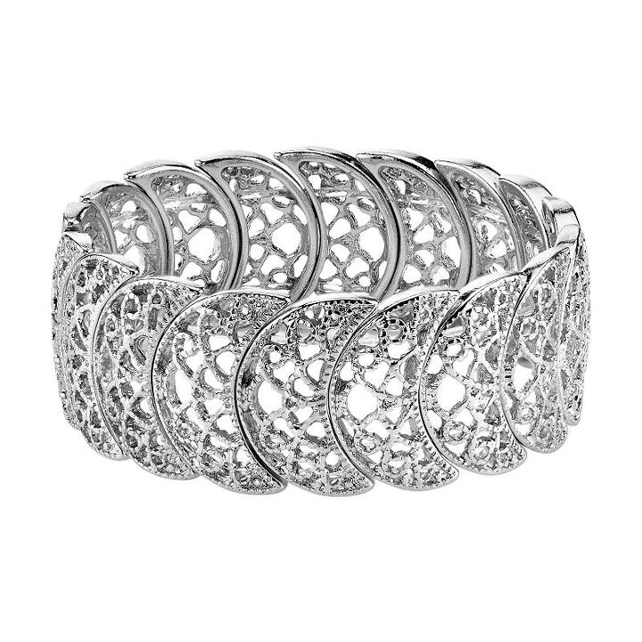 1928 Openwork Crescent Stretch Bracelet, Women's, Size: 7, Grey