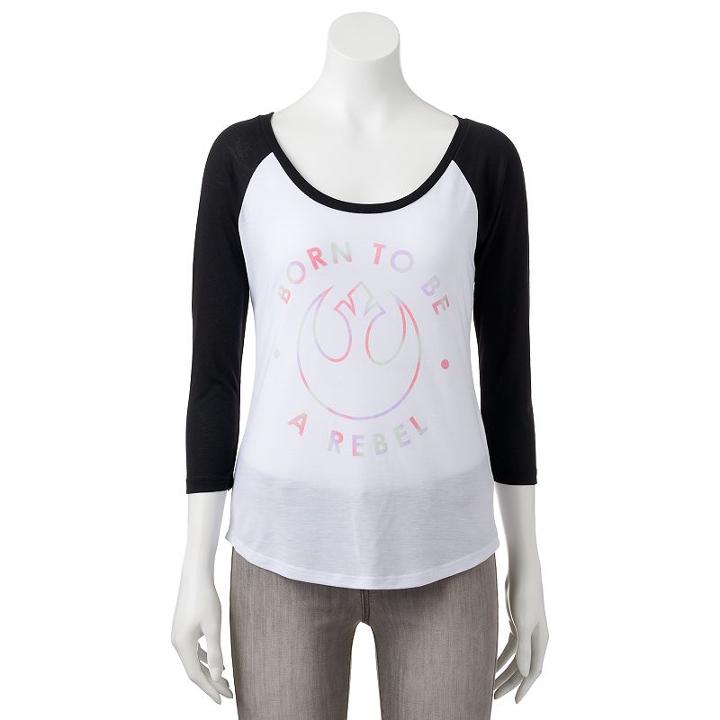 Juniors' Star Wars Born To Be A Rebel Graphic Tee, Girl's, Size: Medium, White
