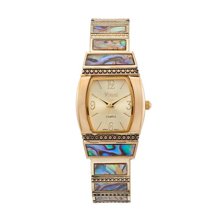 Vivani Women's Simulated Abalone Inlay Cuff Watch, Size: 2xl, Multicolor