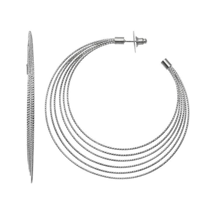 Simply Vera Vera Wang Twisted Nickel Free Tiered Hoop Earrings, Women's, Silver