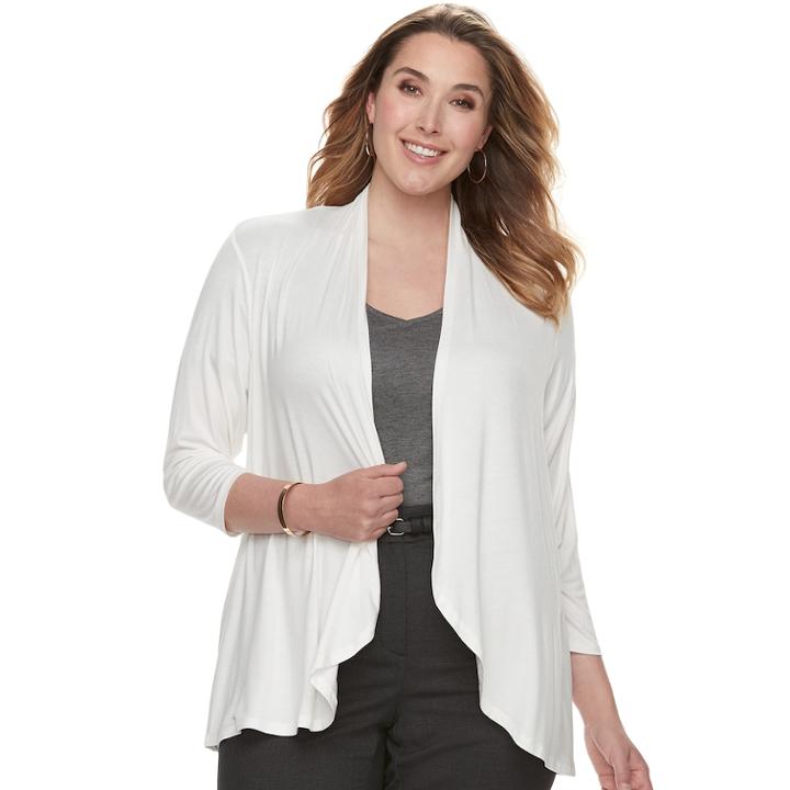 Plus Size Apt. 9&reg; Open-front Cardigan, Women's, Size: 3xl, White