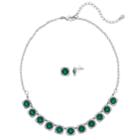 Simulated Crystal Square Halo Necklace & Stud Earring Set, Women's, Green