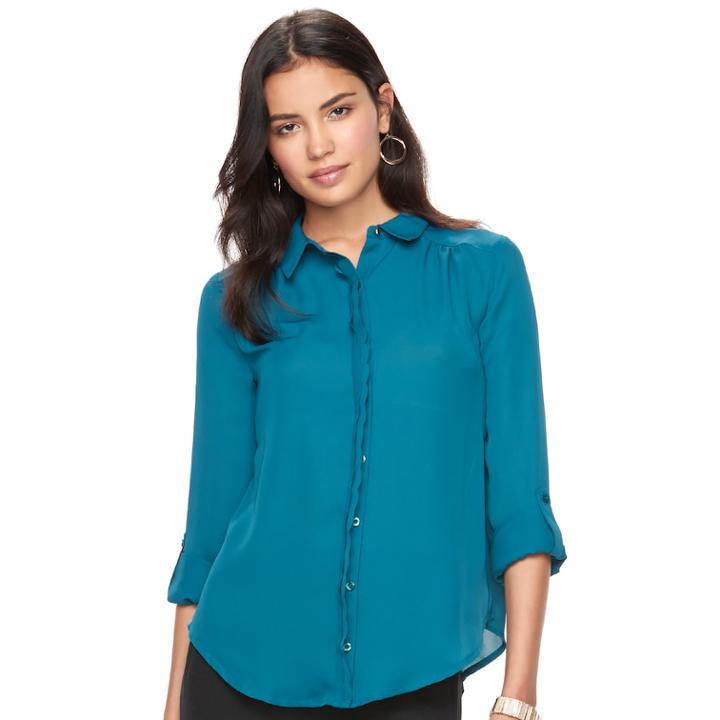 Women's Elle™ Chiffon Blouse, Size: Xl, Turquoise/blue (turq/aqua)