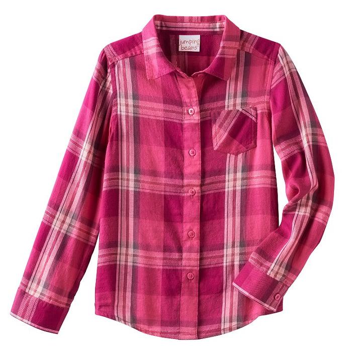 Girls 4-10 Jumping Beans&reg; Long Sleeve Woven Button-front Shirt, Size: 6, Med Purple