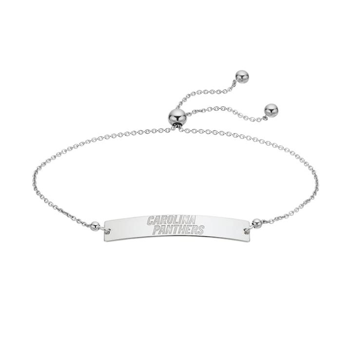 Sterling Silver Carolina Panthers Bolo Bar Bracelet, Women's, Size: 9, Grey