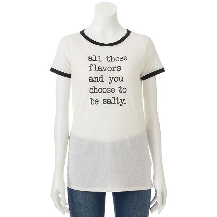 Juniors' The Print Shop Choose To Be Salty Oversized Ringer Tee, Teens, Size: Medium, Dark Green
