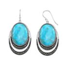 Le Vieux Silver - Plated Turquoise Cabochon And Marcasite Drop Earrings - Made With Swarovski Marcasite, Women's, Turq/aqua