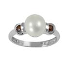 Sterling Silver Freshwater Cultured Pearl And Garnet Ring, Women's, Size: 6, White