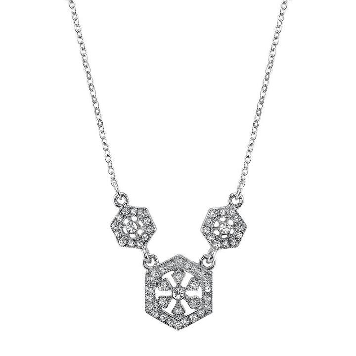 Downton Abbey Triple Hexagon Necklace, Women's, Size: 16, White