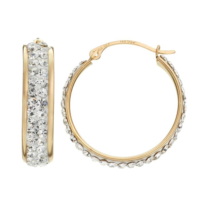 Crystal 14k Gold-bonded Sterling Silver Hoop Earrings, Women's, White