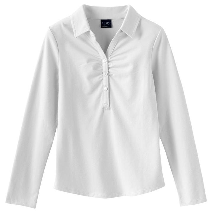 Girls 7-16 Chaps Stretch School Uniform Polo, Girl's, Size: Small, White